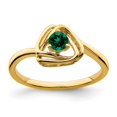 thumbnail image 1 of Diamond2Deal 14k Yellow Gold Created Emerald Triangle Ring for Women Size- 7, 1 of 2
