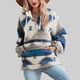 thumbnail image 4 of Mujeres V Masajeadores de cuello HOODIE pullover Tops casual moda manga larga cordón impreso sudadera con bolsillo azul XL, 4 of 6