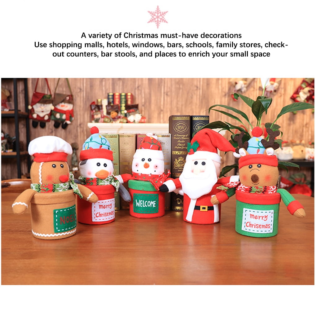 Salyeeluly Tarro De Galletas Navideño De Tela – Centro De Mesa Con Diseño De Santa, Muñeco De Nieve O Reno – Decoración Dulcera