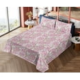 thumbnail image 4 of Ambesonne Dreamy Floral Fitted & Flat Sheet with Sham 3 Pcs Set, Monochrome Bloom Art, Twin, Pale Pink Pale Green, 4 of 5