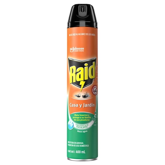 Insecticida en Aerosol Raid Casa y Jardín Mata Insectos Voladores y Rastreros Esencia Eucalipto 400mL