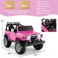 thumbnail image 3 of Gymax 2 Seater Ride On Truck Car 12V Licensed Toyota FJ40 RC w/ Laser Light & Music Pink, 3 of 10