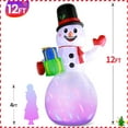 thumbnail image 4 of 12 Ft Christmas Inflatables Snowman Decorations, Xmas Blow Up Outdoor Decor with Magic Lights, Lights Up for Lawn Yard Garden Festival, 4 of 8