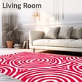thumbnail image 2 of ODIKA 4'x6' Machine Washable Non-Slip Area Rug, Festive Peppermint Swirl Bath Holiday Spiral Design High Traffic Rug, Red, 733293, 2 of 5