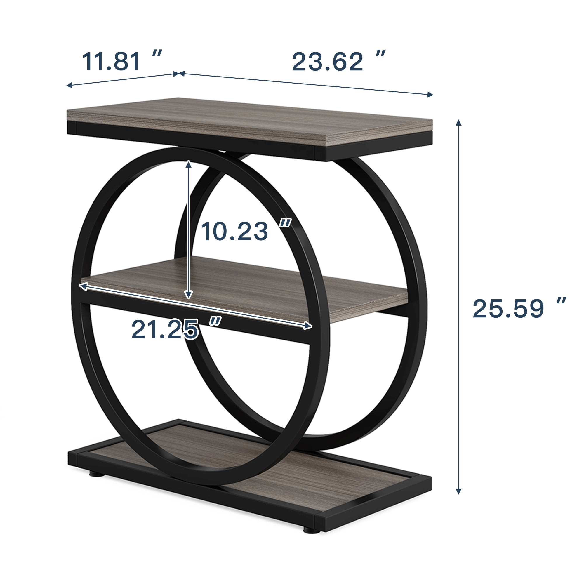 Demi Bonndustrial Console Table for Entryway, Farmhouse Sofa Tables Behind Couch, Rustic Wood and Metal Foyer Table with 3-Tier Shelves for Hallway Living Room, Gray