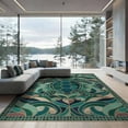 thumbnail image 2 of ODIKA 8'x10' Washable Area Rug Durable, Non-Slip Turtle Stained Mosaic Ocean Border Entryway Teal Beachy Nautical Flowing Dynamic for Living Room, Under Sectional, Family, 2 of 7
