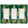 thumbnail image 1 of Metal Light Switch Plate Cover Tropical Jungle Palm Leaves Yellow Green JGL003, 1 of 13