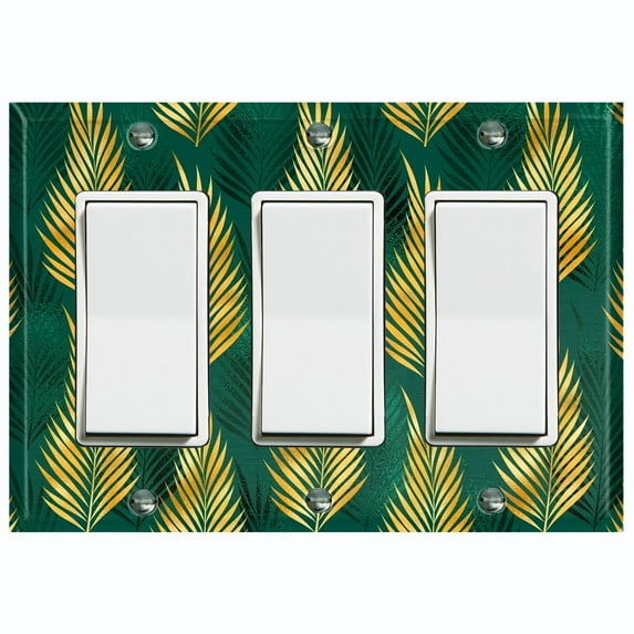 Metal Light Switch Plate Cover Tropical Jungle Palm Leaves Yellow Green JGL003