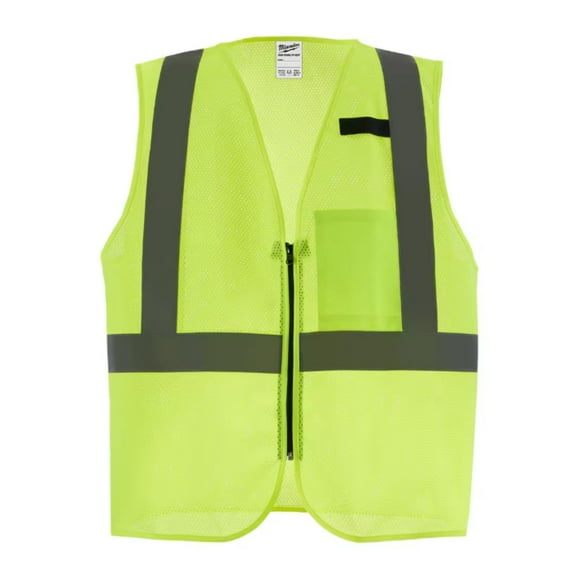 Milwaukee Large/X-Large Yellow Class 2 High Visibility Mesh Safety Vest with 1 Pocket