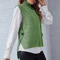 thumbnail image 2 of NAMTYQX Womens Sweater Vest Cute Jersey Solid Color Turtleneck Women's Pullover Sweaters Warm Sleeveless Green Size L, 2 of 5