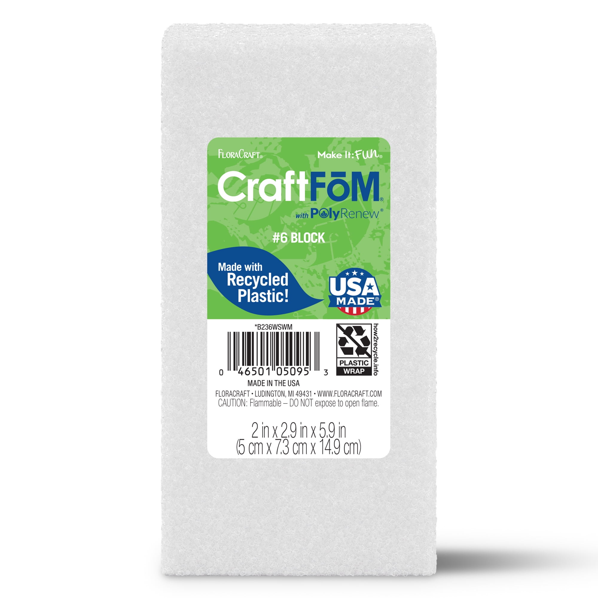 (4 pack) FloraCraft CraftFōM Block 2 inch x 2.9 inch x 5.9 inch White