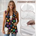 thumbnail image 5 of Psesaysky Women Single Button Vest Crop Colorful Puppy Paws Print Sleeveless V Neck Lightweight Waistcoat with Pockets Trendy Blazers for Women, Size S, 5 of 6