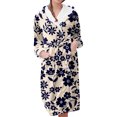 thumbnail image 1 of Women's Fleece Plush Robe Long Warm Plush Bathrobe Loungewear Jacket Printed Comfort Robe, 1 of 5