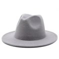 thumbnail image 1 of Sombrero Fedora de ala ancha para hombre y mujer, gorro de invierno con banda de cinta, color Beige, clásico, ideal para boda, iglesia, Bowler, nuevo, Formal, 1 of 4