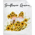 thumbnail image 2 of Sunflower Gnome Blanket Lightweight Plush Cozy Super Soft Flannel Fleece Throw Summer Spring gnome Swaddle Blanket for Travel Home Decor 40"x30" XS for Pet Toddler, 2 of 6