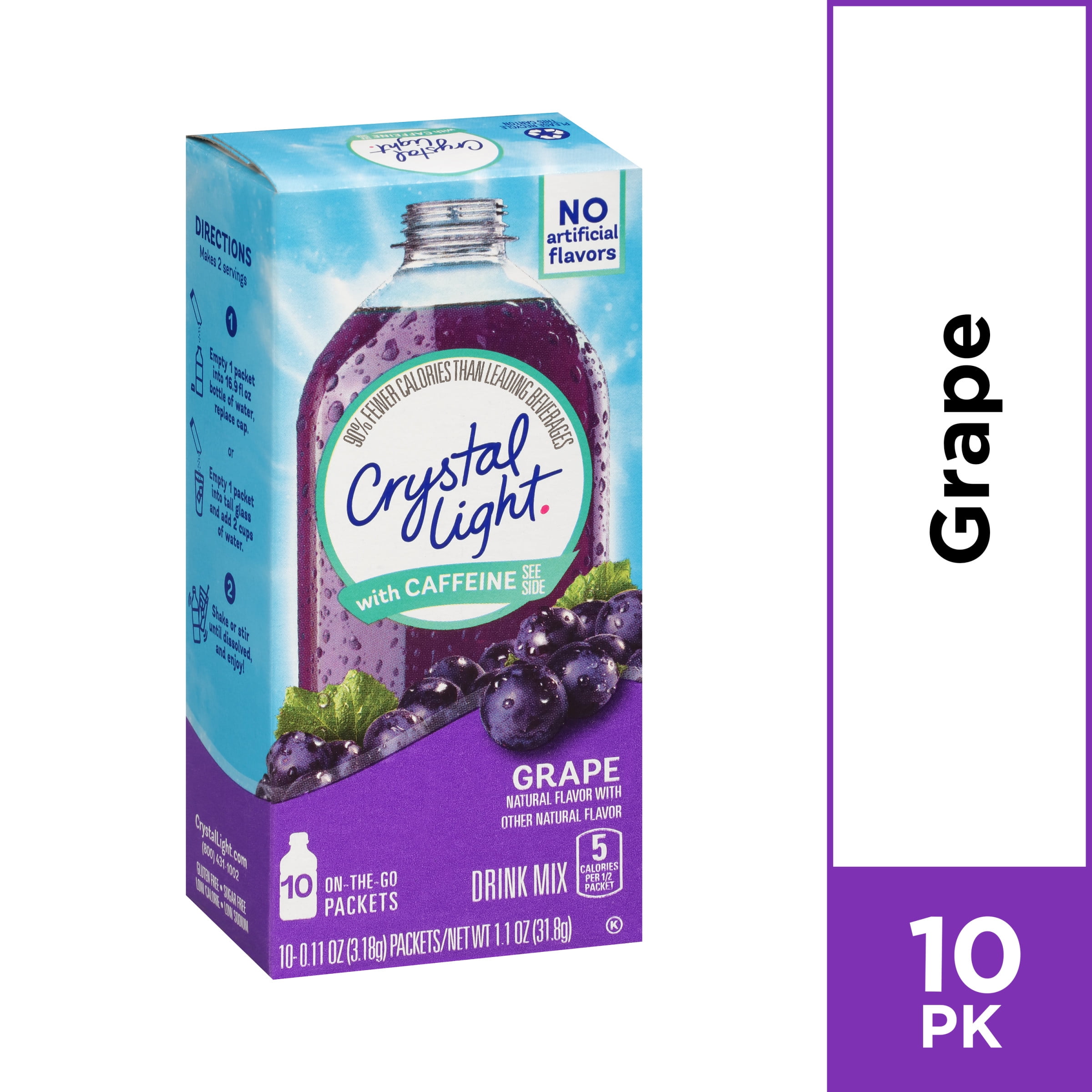 Crystal Light Grape OnTheGo Powdered Drink Mix with Caffeine, 10 ct