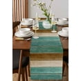 thumbnail image 4 of ERUNPONLY Retro Teal Green Brown Table Runner - 72 Inch Long Farmhouse Wooden Art Retro Cotton and Linen Blended Dress Scarves Farmhouse Table Runner for Kitchen Dining, Coffee Table, 16"x72", 4 of 8
