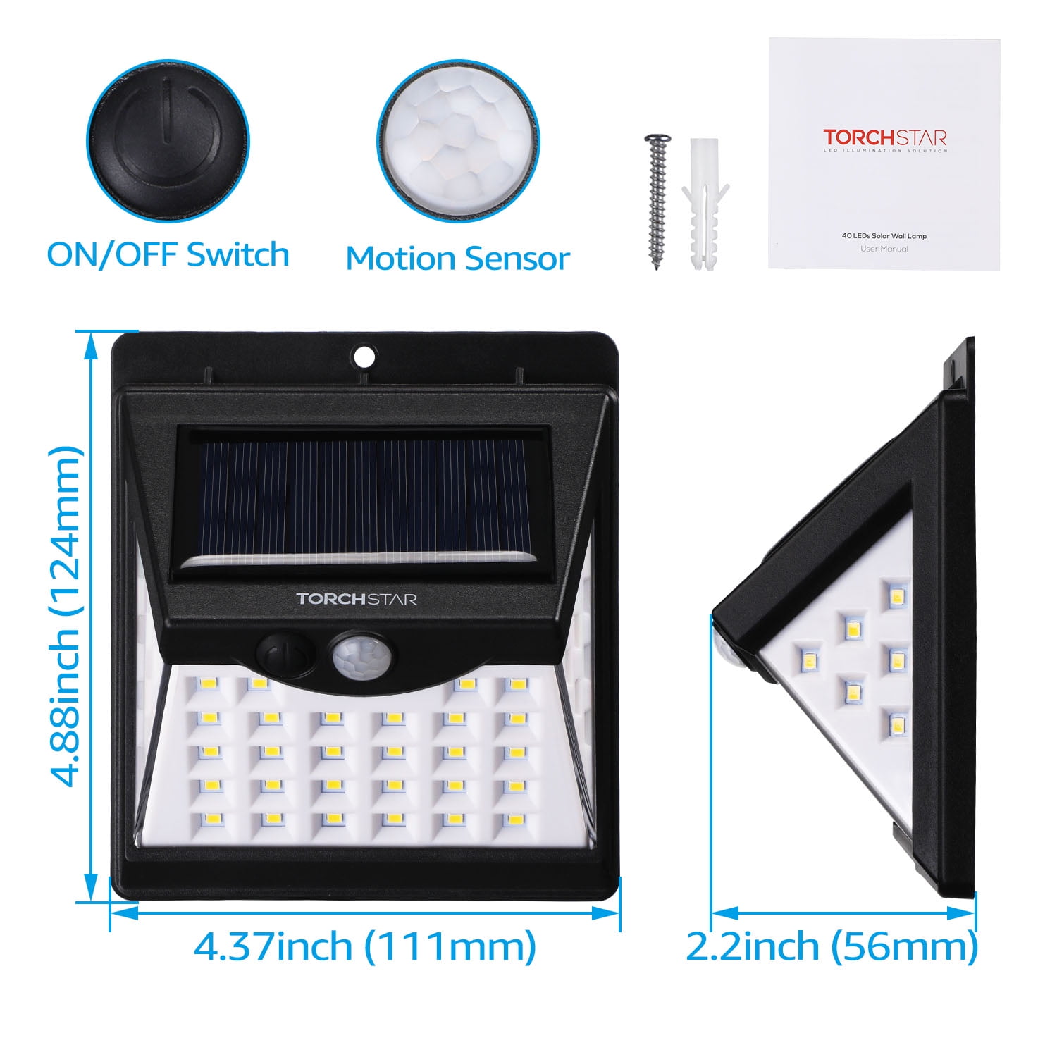 Solar Street Light 40 Watt LED Chip Owl Series Motion Sensor - TTASLM4