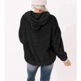 thumbnail image 3 of Women Plush Sweatshirt Drawstring Hood Loose Fit Fuzzy Lady Pullover Hoodie with Front Pocket for Work Sports Daily, 3 of 5