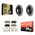 thumbnail image 1 of Transit Auto Rear Coated Drilled Slotted Disc Brake Rotors and Semi-Metallic Pads Kit for Car Chevrolet Malibu Buick Regal LaCrosse Limited KDF-100873, 1 of 11