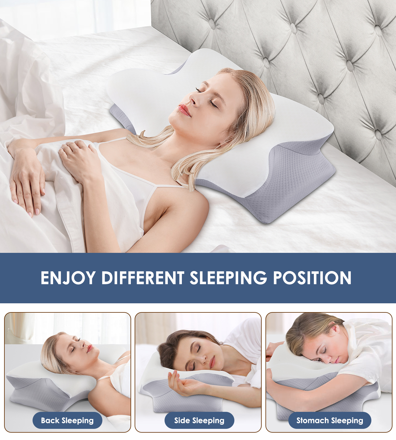 MOONORAH Cervical Memory Foam Pillow with Butterfly Design photo 3