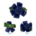 thumbnail image 3 of Uxcell Mini Satin Ribbon Roses Small Rosettes Fabric Flowers with Green Leaves Navy Blue 10 Pcs, 3 of 6