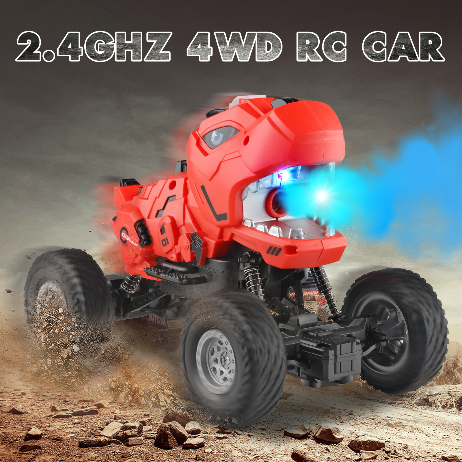 Rc carro monster trucks para meninos dinossauro brinquedos 1:15