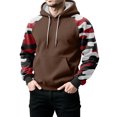 thumbnail image 4 of Men's Pullover Hoodie with Camouflage Print Raglan Long Sleeves Drawstring Hood and Kangaroo Pocket for Casual Wear Light Brown 3XL, 4 of 5