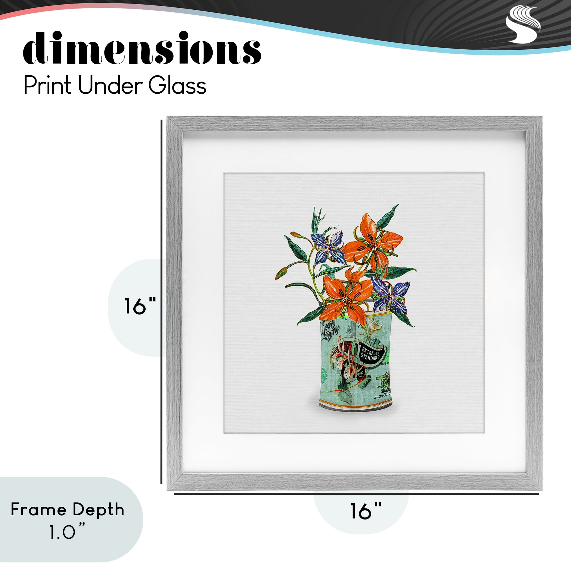 Stupell Industries Lilies in Retro Tin Gray Framed Print Under Glass, design by Val Rhodes