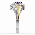 thumbnail image 3 of OMRE 925 Sterling Silver and 10K Yellow Gold Genuine Amethyst and February Birthstone Ring Women, 3 of 4