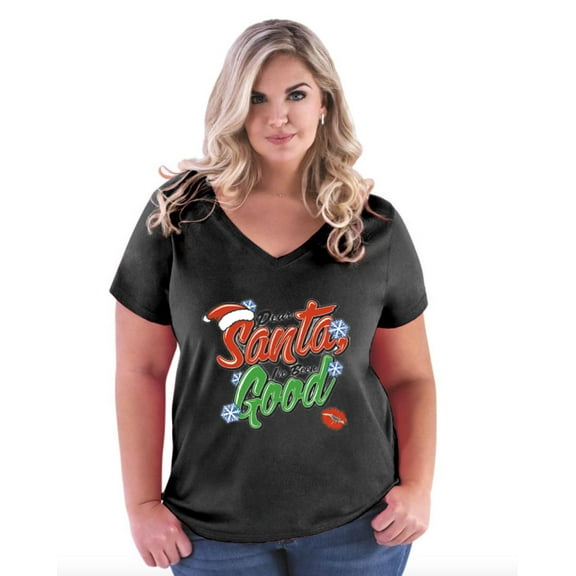 NIB - Women's Plus Size V-neck T-Shirt, up to Size 28 - Christmas Dear Santa