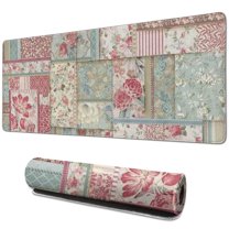 Long Mouse Pads for Desk,Pioneer Flower Floral Print Pattern Desk Mats on Top Of Desks, Desk Mouse Pad Extra Large with 3mm Non-Slip Base and Stitched Edge for Gaming,Office,Work,Home 31.5"x11.8"
