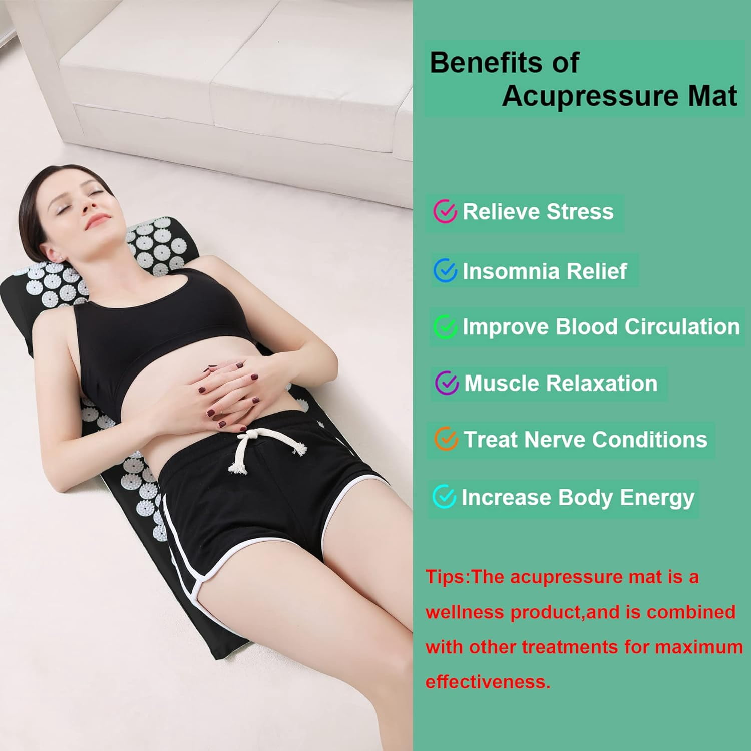 Innotech Sc Acupressure Mat and Pillow Set for Back/Neck Pain Relief and Muscle Relaxation with carrying bag