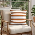thumbnail image 4 of 16x16 Pillow Covers Set of 2, Burnt Orange Grey Stripe Square Throw Pillow Covers for Couch/Sofa/Living Room, Minimalist Farmhouse Striped Decorative Soft Pillowcases for Couch Throw Pillows, 4 of 9