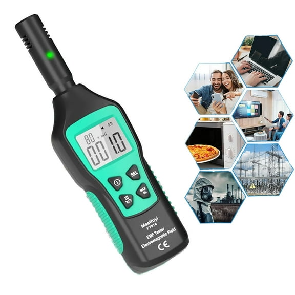 EMF Meter, Electromagnetic Radiation Detector, Digital LCD EMF Detector, EMF Tester for Ghost Hunting, Home, Office, Outdoor, Indicator Lights, Audible Alert