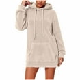 thumbnail image 3 of Horkkom Fleece Hoodie Women Pullover Fuzzy Soft Long Hoodies Casual Loose Sweatshirts with Pocket Drawstring S, 3 of 7