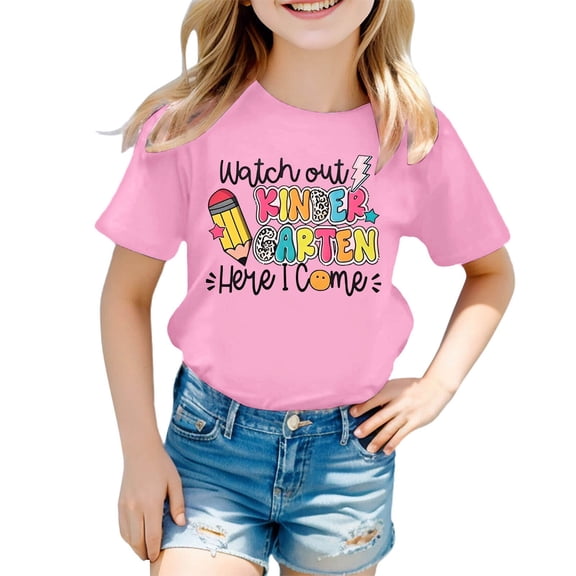 KIds Back to School Shirt Short Sleeve Round Neck Tee Graphic Casual Summer Top for Daily Wear
