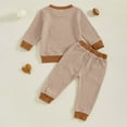 thumbnail image 6 of CUZIBR Baby Outfits Boys Sweatsuits Cartoon Football Embroidered Striped Pullover And Trousers Two Piece Athletic Tracksuit Clothing Sets,Khaki,18-24 Months, 6 of 6