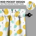 thumbnail image 3 of Pineapple Lover's Kitchen Curtains Set of 2 - 27.5W x 24L Inch Hawaiian Tropical Print Tier Panels, Sunshine & Flowers Aesthetic, Rod Pocket Short Cafe Curtains, 3 of 4