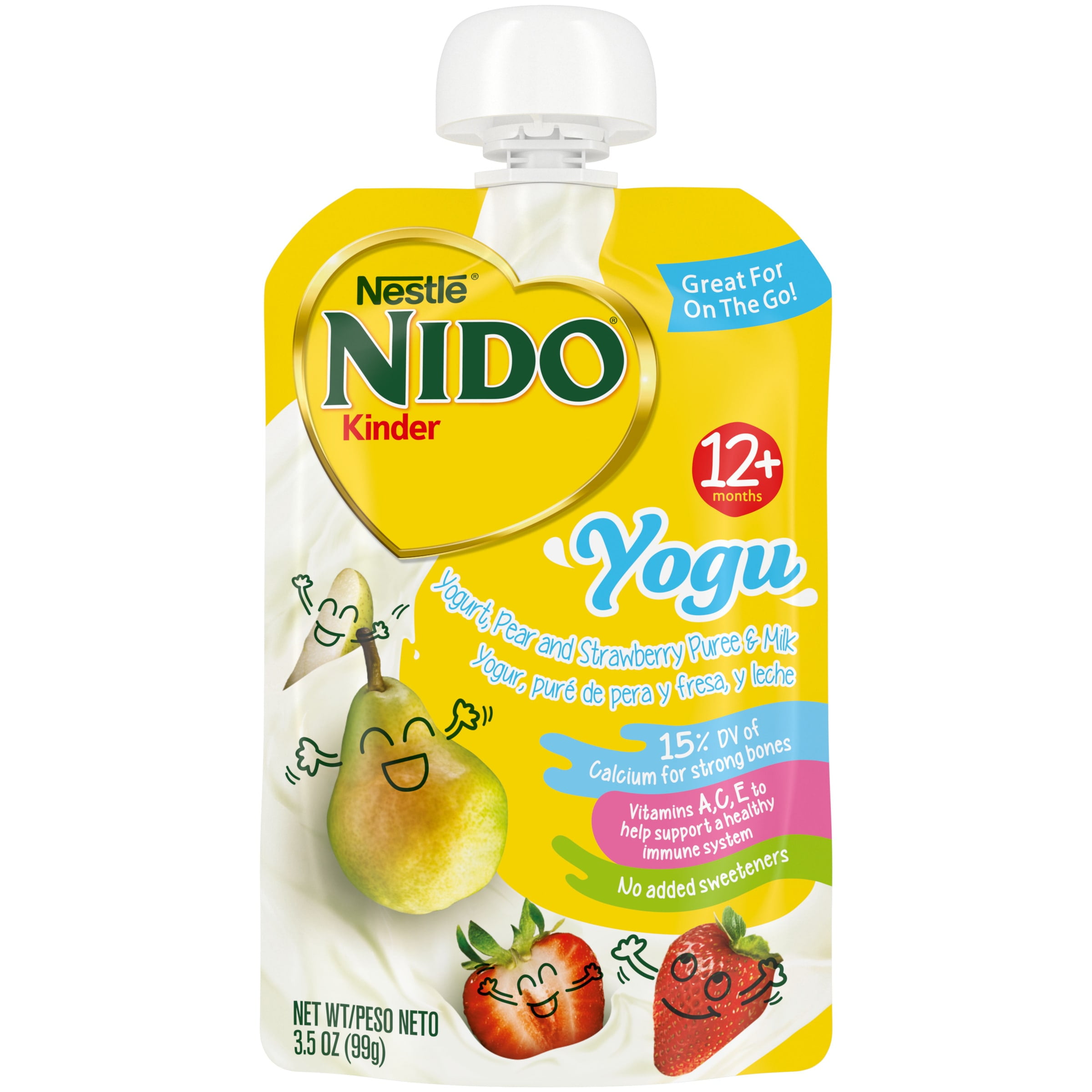 NIDO Yogu Pouch, Pear Strawberry and Yogurt, 3.5 ozPouch (12 Pack)