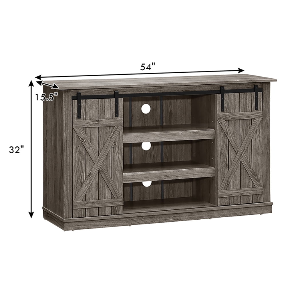 Finihen TV Stand, TV Cabinet, Sliding Barn TV Stand Console Table, Media Entertainment Center with Storage, for Living Room, Bedroom, Gray