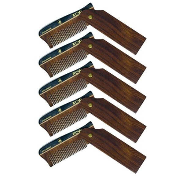 G.B.S Men's Wooden Pocket Comb, For Easy Detangling For all Hair Types Wet or Dry - Pack Of 5