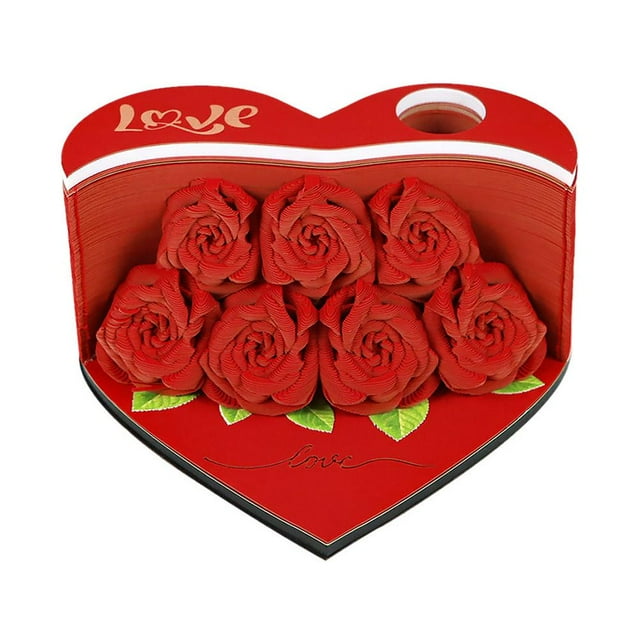 Rose 3D Artistic Notepad Rose Bookmarks Non Sticky Sheets Paper Desktop Office Stationery Notes Accessories Notes Rose Memo Flower pad Pads, Rose Castle Carving Calendar 2026 3D Tear Office No