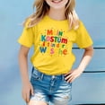 thumbnail image 2 of HABDGIKS T-Shirts d'Été 2025 pour Filles Imprimé Carnaval Col Rond Manches Courtes Manches Courtes Hauts Amples, 2 of 4