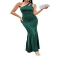 thumbnail image 1 of EIMELI Femmes Bodycon Longue Robe d'Été Couleur Unie une Épaule Robe Sans Manches Plage Partie Robe de Bal Vin Rouge L, 1 of 7