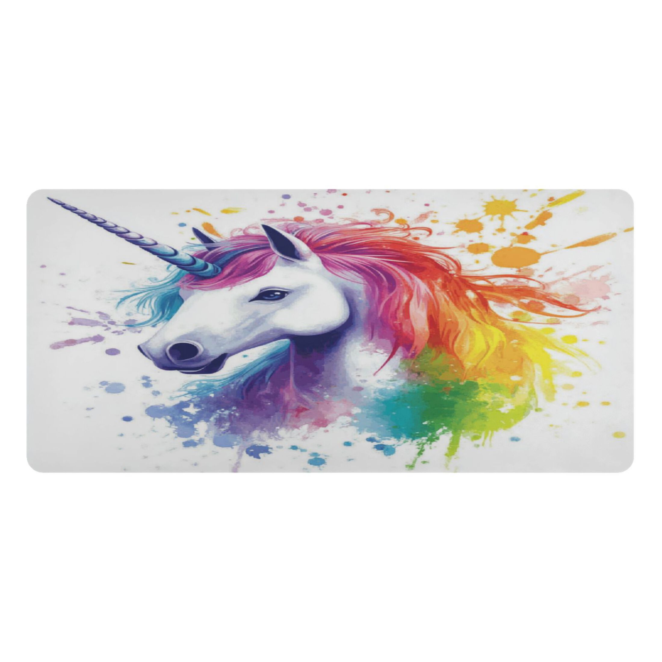 Leather Keyboard and Mouse Desk Mat Office Desk Accessories Protective Office Desk Decor Desk Pad Mat for Gaming, Work from Home, Office Rainbow-colored Unicorn 16.5" x 35.4"