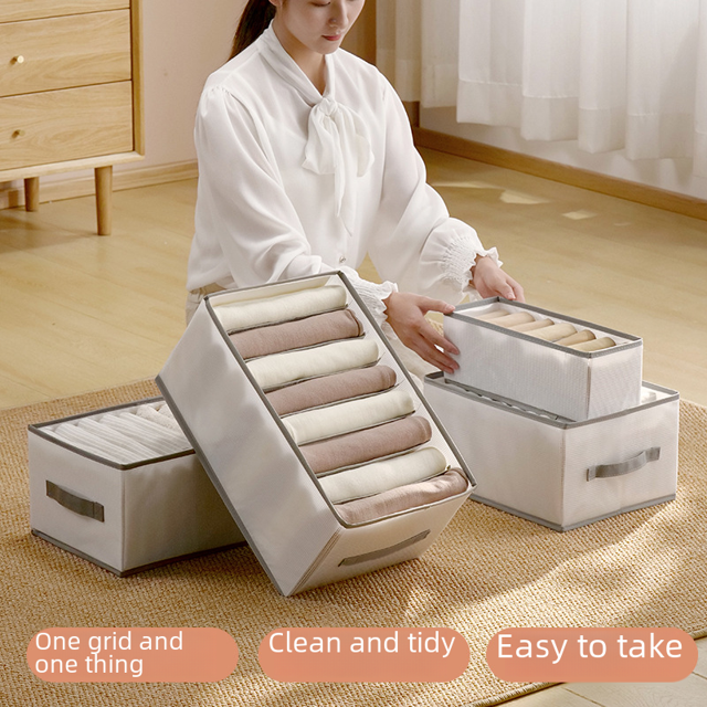 Caja de almacenamiento de ropa para el hogar, armario de dormitorio, caja de acabado para ropa y pantalones, cajón plegable, caja divisora de tela