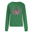 thumbnail image 4 of QATAINLAV T-Shirts à Manches Longues pour Femmes Sensibilisation au Cancer du Sein Hauts Mode Ruban Rose Imprimé Col Rond Chandails en Molleton Tenues d'Automne Vert TTG 50 pour Cent de Réduction Aujourd'hui, 4 of 6