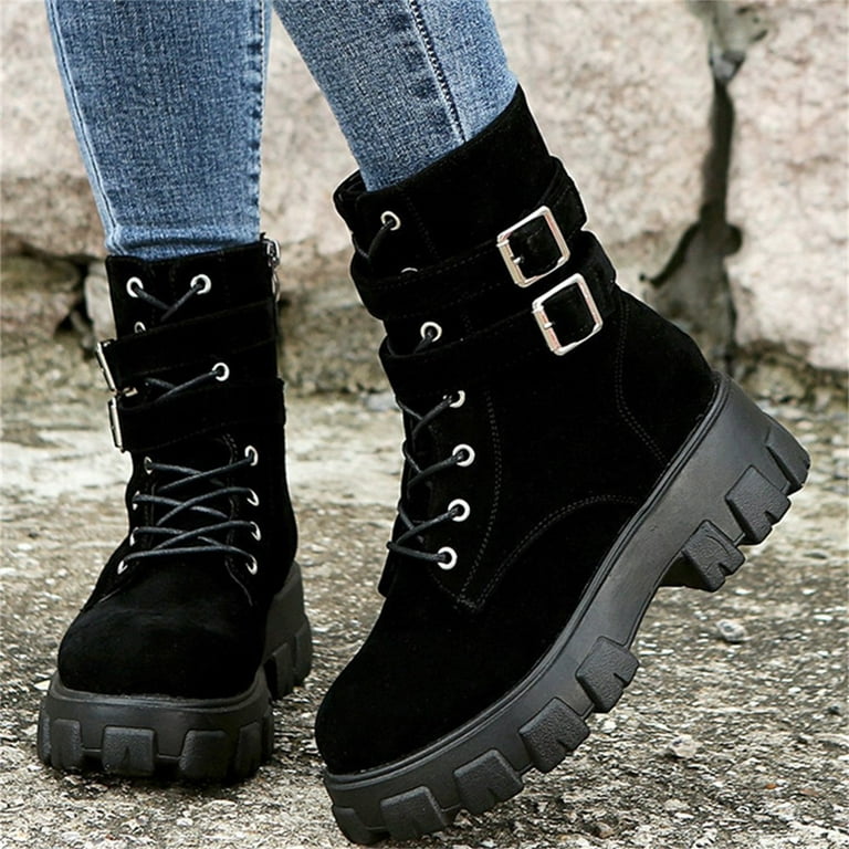Black Platforms Lace Up Strappy Bandage Punk Rock High Top Sneakers Boots  Shoes