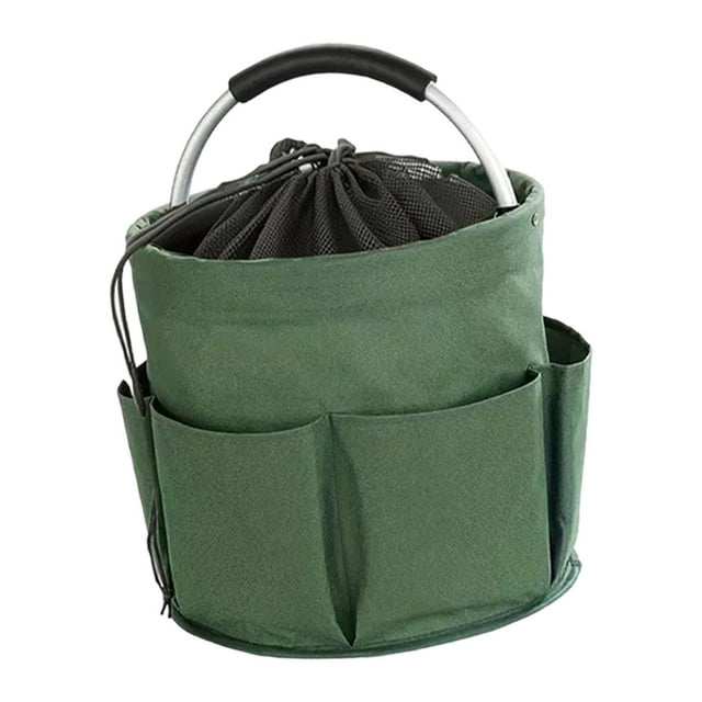 Cesta de picnic plegable de tela Oxford con bolsillos, organizador de herramientas, bolsa de herramientas de jardín para parques temáticos, camping y Verde